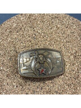 Vintage Brass Shriner's Belt Buckle Unbranded
